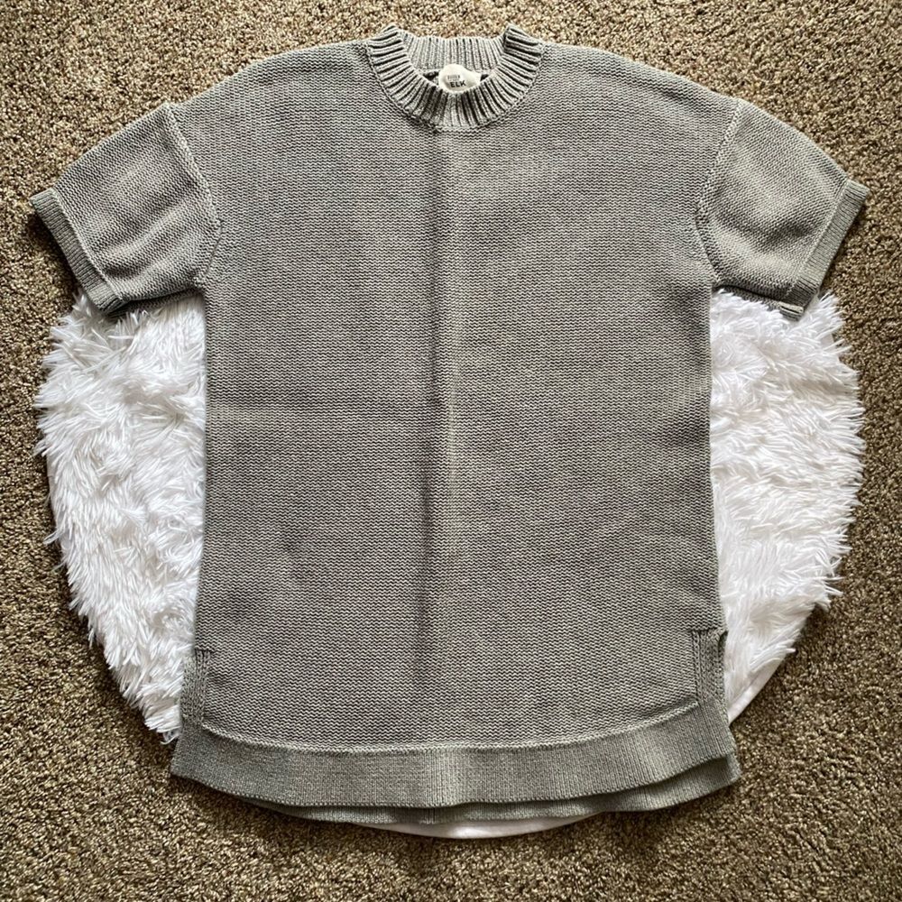 ELK Sweater Mini Dress Wool Cotton Blend Gray Short Sleeve Womens Size Small‎